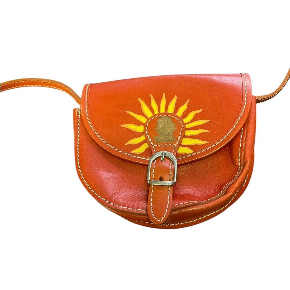 Vibrant Sun Design Crossbody Bag leather